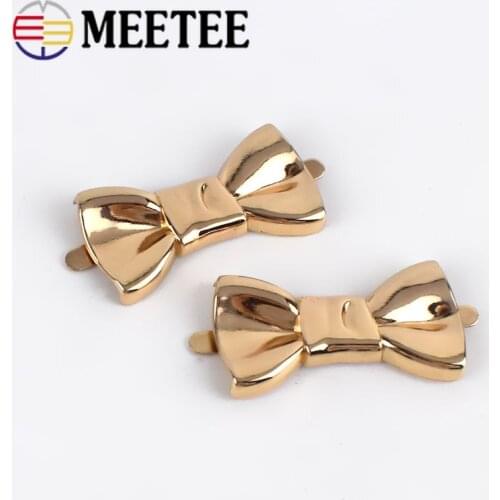 Meetee 40mm 5pcs Bow-knot Metal Buckles Shoes Flower Button for Handbag Purse Jewelry Decorative DIY Hardware Accessories BF269