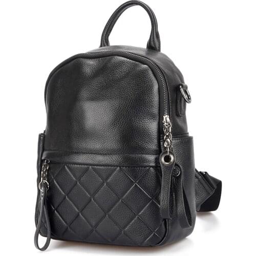 100% Genuine Leather Fashion Women Backpack Black Daily Holiday Knapsack Elegant Casual Travel Bags Girls Schoolbag mochila