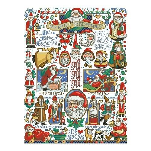 Anchor Santa Claus Atlas 41-51 cross stitch kits single color simple aida fabric white canvas cotton thread embroidery