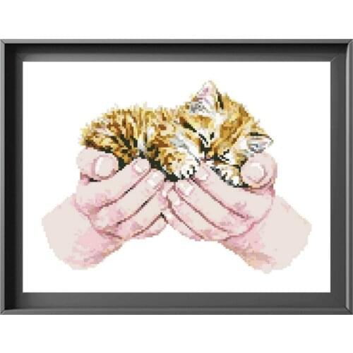Baby kitten cross stitch kits animal aida fabric 18ct 14ct 11ct unprint canvas cotton thread embroidery kits DIY craft set