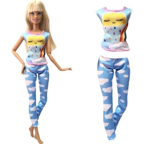 NK 1 Set Doll Outfit Cute Shirt Daily Casual Wear Long briefs For Barbie Doll Accessories Kid Toy 285A 10X DZ