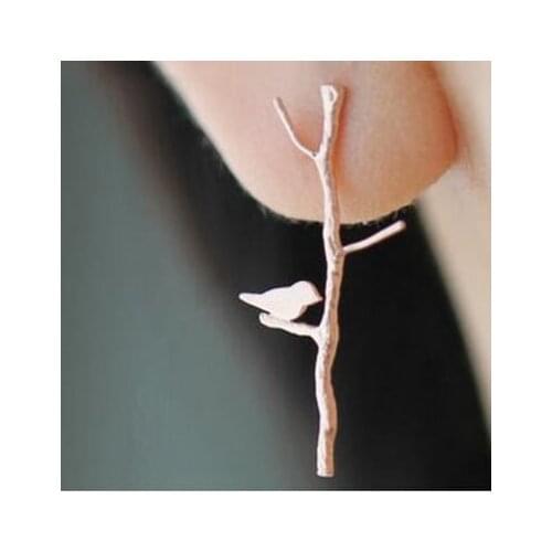 New Fashion Design Earings Cute Small Bird Branches Stud Earring For Women Gift