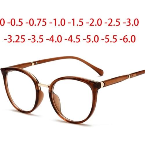 Spring Leg Anti-blue Light Oval Prescription Eyeglasses Women TR90 Cat Eye Short-sight Eyewear Diopter 0 -0.5 -0.75 -1.0 To -6.0