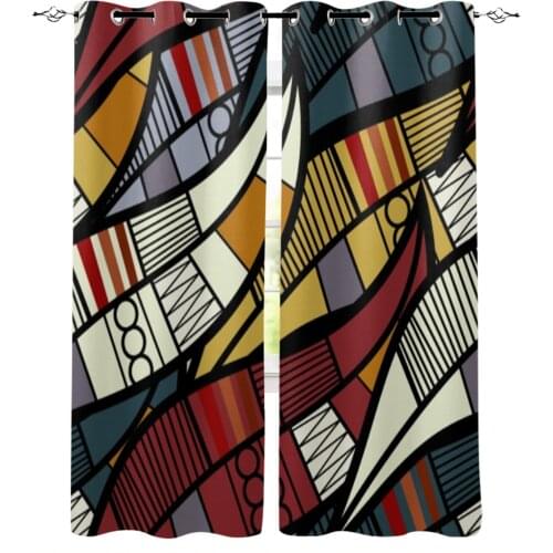 Geometric Pattern African Style Windows Curtains for Living Room Child Bedroom Window Treatment Blinds Kitchen Curtains