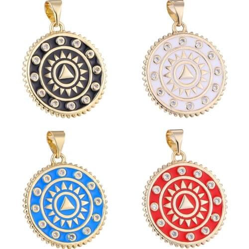 Popular Copper Charms Pendant Sun With Rhinestone Pendant For DIY Jewelry Necklace Making Accessories