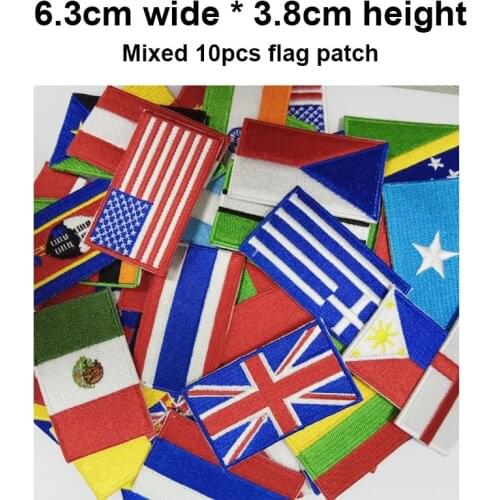 Arbitrary choice 10pcs our store stock country embroidery flag patch by you free shipping iron on bag left chest all the world