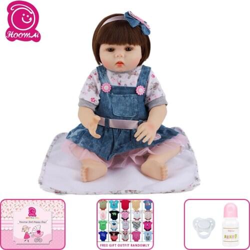 Realistic Newborn Baby 18 '' Silicone Doll cloth Body Lifelike Bebe Reborn Dolls For Children Birthday Gift Shower Toy