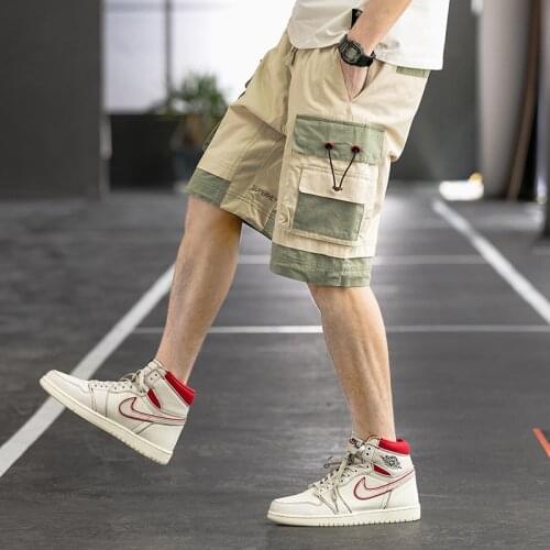 2020 Streetwear Summer Cargo Shorts Men Cotton Casual Pockets bermuda Male Shorts Ribbons Hip Hop Beach Mens Shorts