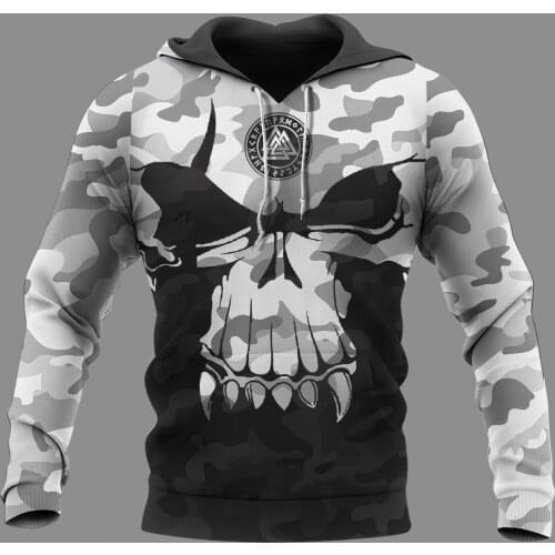Odin Viking Tattoo Wolf Skull Style 3D Full Print Size Hoodie Man Women Harajuku Outwear Zipper Pullover Sweatshirt Unisex-3
