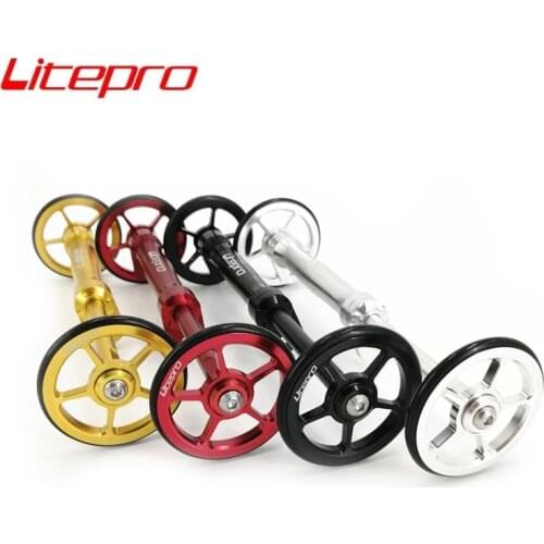 Litepro Brompton Easywheel Extension Bar Telescopic Rod Easy Wheel Aluminum Alloy Rear Racks Wheel Black Red Gold Silver