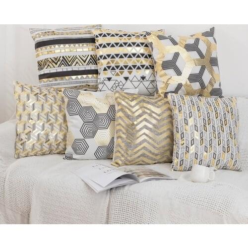 Geometry Bronzing Cushion Cover Cotton Polyester Bohemian Printed Home Decorative Pillows Cover 45cm*45cm Pillowcase