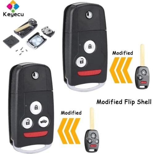 KEYECU Replacement Modified Flip Remote Control Key Shell Case With 2+1/ 3/ 3+1/ 4 Button - FOB for Honda Civic Pilot Accord Fit