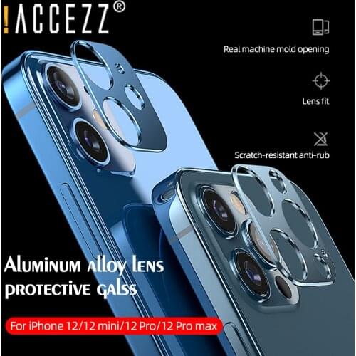 !ACCEZZ Back Camera Lens Protective Tempered Glass Screen Protector Cover For iPhone 12 Pro Max Mini Metal Ring Case Protection