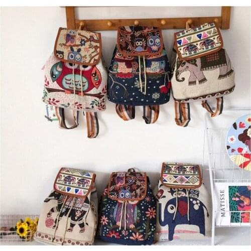 Womens Large Capacity Canvas Shoulder Bag Owl Cotton Handbag Totes Ladies Casual Vintage Purse Cloth Bucket Pouch For Girls