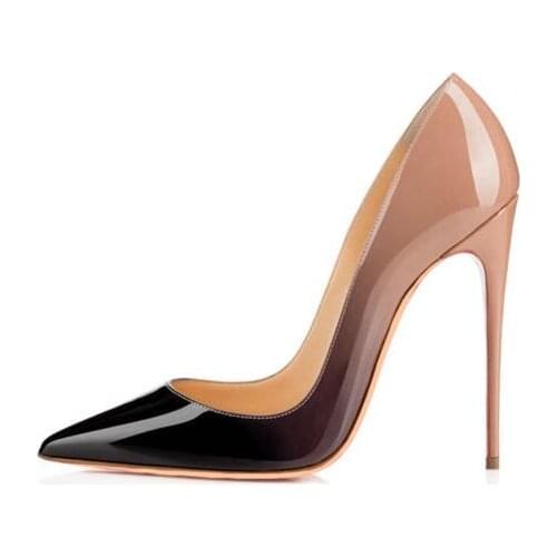 Moraima Snc Woman Stiletto High Heel Pumps Shoes Slip On Party Office Shoes Gradient Pattern Thin Heels Dress Shoe 35-42