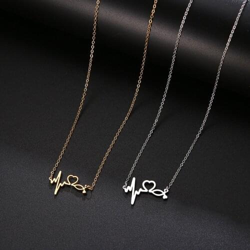 Heartbeat Heart Charm Necklace For Women Titanium Steel Clavicle Chain Simple Choker Korean Fashion Couples Anniversary Jewelry