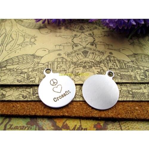 10pcs-stainless steel Charms "peace love crossfit" DIY Charms Pendants for necklace/bracelet/keychain DIY jewelry