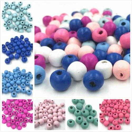 DIY 200pcs Wood bead Round Ball Spacer Wood Bead Baby Pacifier clip Accessories 10mm