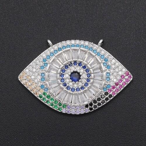 21x32mm 100% CZ Zircon DIY Jewelry Hamsa Hand Luxury Connectors Charm Wholesale Jewellery Connector Factory Sale