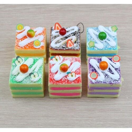 6Pcs Realistic Artificial Square Cake Bakery Window Fruit Food Display Photo Props