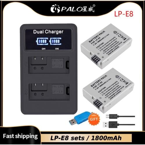 PALO LP-E8 Lp E8 Rechargeable Battery For Canon EOS 550D 600D 650D 700D X4 X5 X6i X7i T2i T3i T4i T5i DSLR LP-E8 Batteries