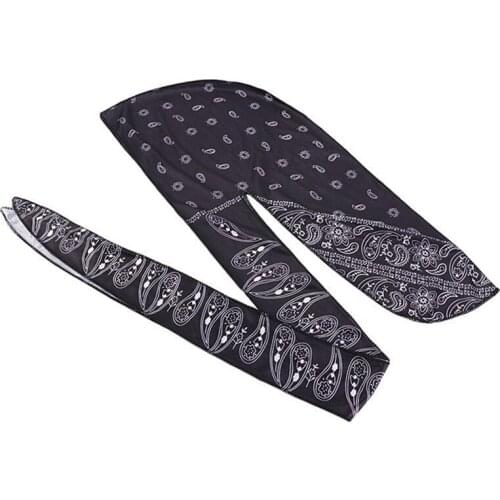 Hair Accessories Silky Durag Bandanas Insect Print Hats For Women Men Long Tail Pirate Hat Waves Do Doo Du Rag Turban Headwear