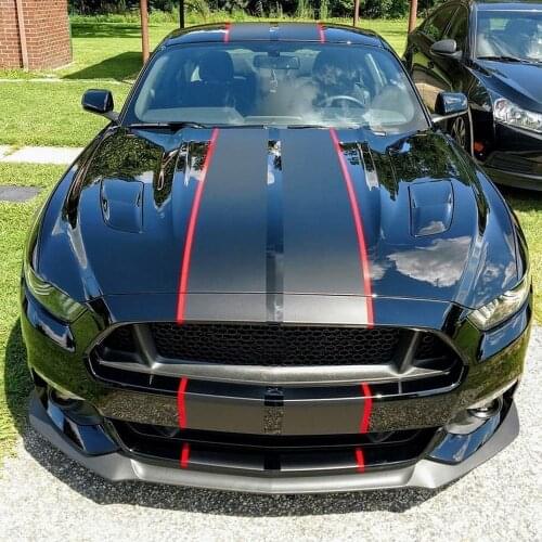 Car Wrap Stickers and Decals for Ford Mustang 2015-2018 Car Body Kits Gear Shift Sticker Racing Stripes 10" 2pc Rally Hood Vinyl