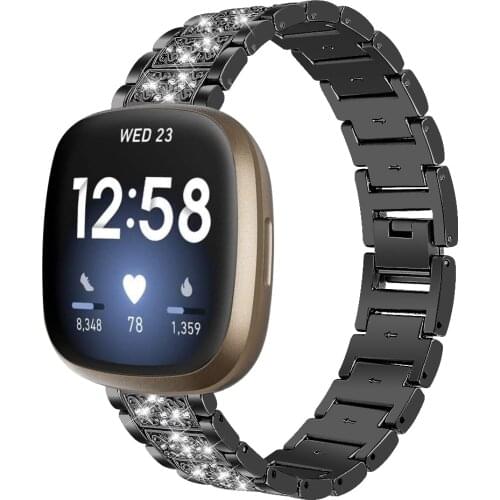 Diamond Watchband For Fitbit Versa 3/Sense Smart Bracelet Stainless Steel Wrist Band Accessory Straps For Fitbit Versa 3 Correa