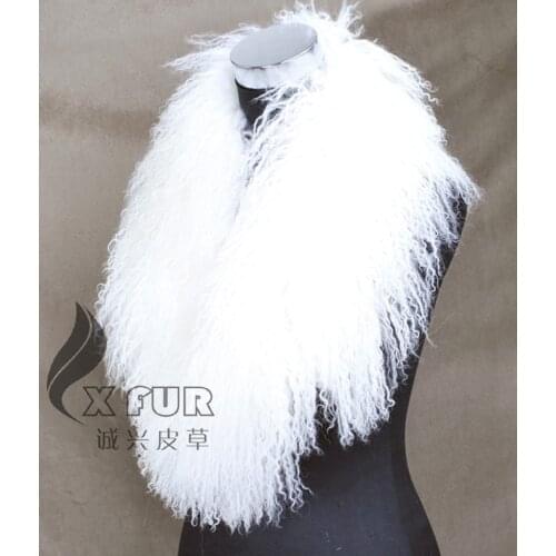COLLAR-S11 Long Hair Fashion Garments Decaration Warmer Mongolian Lamb Real Fur Collars Scarf
