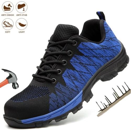 Breathable Fashion Work Sneakers Men Indestructible Anti-puncture Steel Toe Male Safety Shoes Lightweight Outdoor Shoes