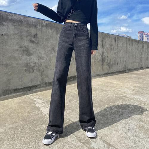 Women wide leg jeans bottom loose high waisted straight denim baggy pants female vintage streetwear y2k mom jeans boyfriend jean