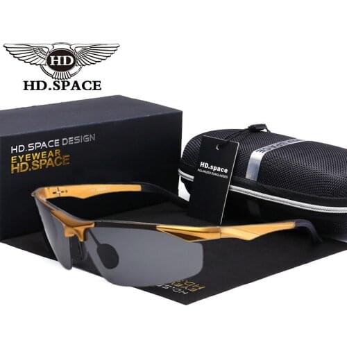 HD Men Ultra Light Motion Eyewear Al-Mg Polarized Sunglasses Male Semi Rimless Oculos De Sol UV400 Driving Fishing Glasses LD036