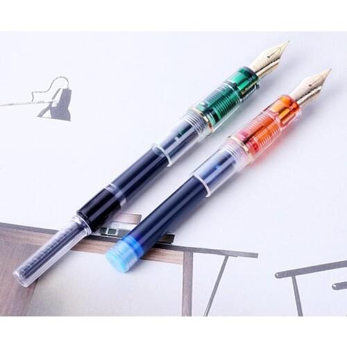 Hero 1202 Fully Transparent Fashion Fountain Pen With Golde Clip Extra Fine Nib 0.38mm Professional Super Smooth Writing Ink Pen
