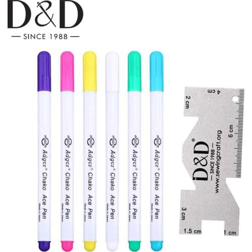 Disappearing Erasable Ink Fabric Marker Pen Cross Stitch Water Erasable Pen &Sewing Measuring Gauge Ruler Quilting Sewing Tools