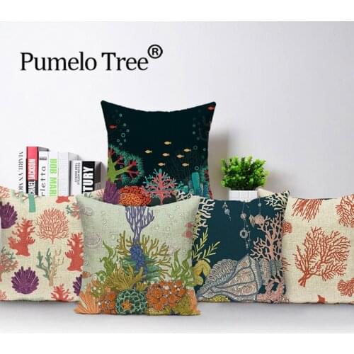 Colorful Marine Style Pillow Case Shell Ocean Decorative Cushion Cover Seaweed Conch Home Decor Sofa Pillows Covers Funda Cojin