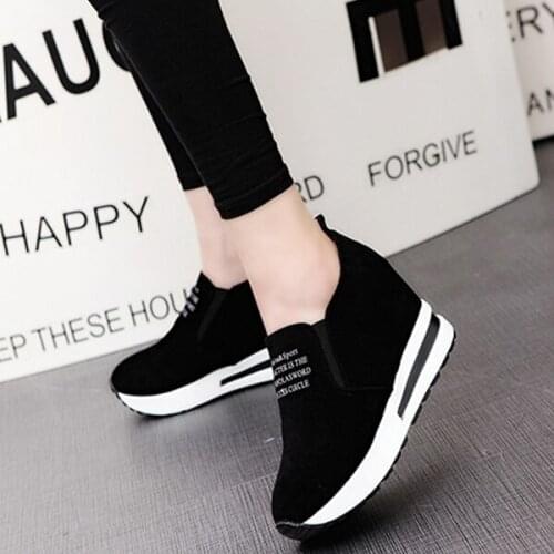 Ladies Leisure Platform Hidden Wedge Heels Slip on Sneakers Shoes