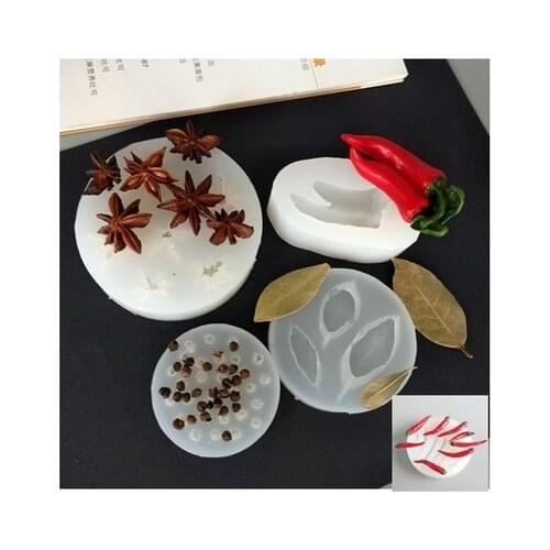 Hot pot Mold Silicone Star anise aniseed peppercorn leaf chili Silicone Fondant Mold Chocolate Decoration Clay Resin Molds