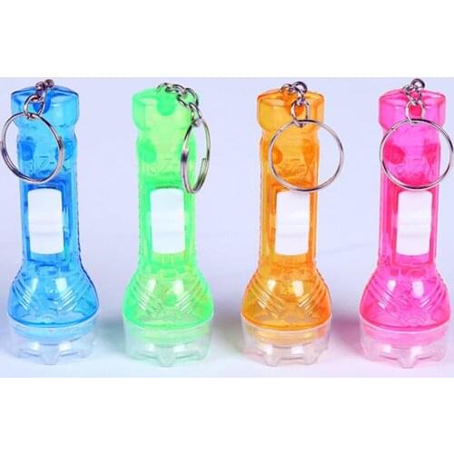 2pcs Cute Mini LED Flashing Flashlight Toys Kids Flash Light Key Rings Light Gift
