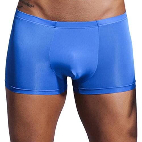 Brand Underpants Men Breathable Ice-silk Comfortable Underwear Boxers Sexy Man Boxer Solid Color Nylon