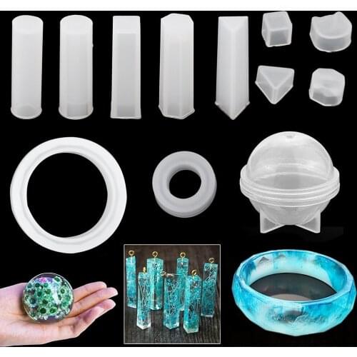 DIY Crystal Epoxy Tool Set with Drill and Bag 83Pcs Silicone Casting Molds Bracelet Pendant Mold Combination
