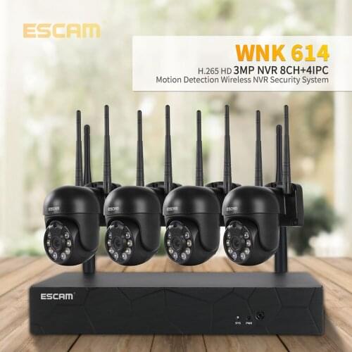 ESCAM WNK614 3MP Outdoor Water-proof Wireless PTZ IP Camera Home Security NVR Kit