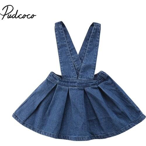 2018 Brand New Toddler Baby Girls Lovely Fashion Dress Overalls Dress Blue Solid Elastic Waist Knee-Length Dress Outfit 6M-5Y