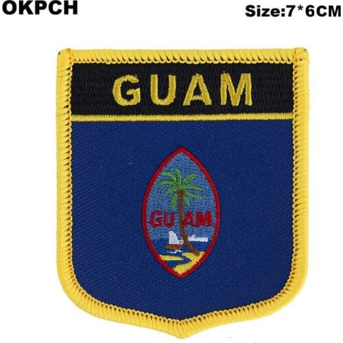 GUAM New Guinew Country Flag Patches Iron on Patches for Clothes in Electric Irons Sew on Patches Army Shield Shape PT0256-S