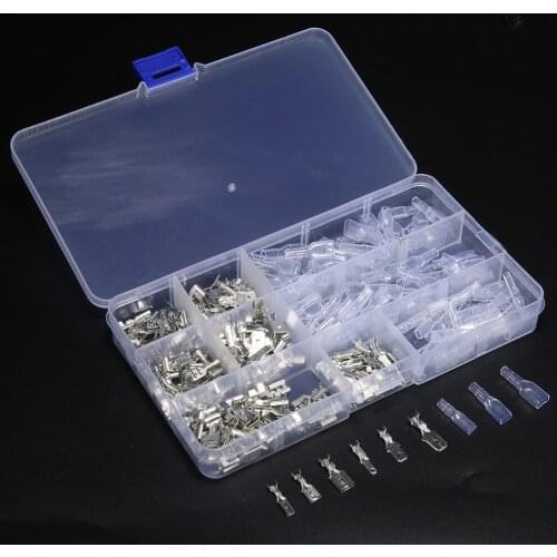 270Pcs Wire Crimp Terminal Connectors Female/Male Assorted Kit Spade Terminals With Transparent Insulating Sleeves