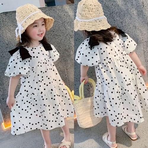 Girls Clothes Toddler Girl Short Sleeve Dress Casual Dot Dress 2021 Fashion Design Children Clothes Princess Dress