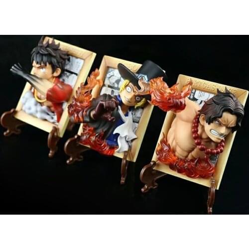 One Piece Anime Luffy Ace Sabo 3D Painting Photo frame PVC Action figure anime figure Model Toys Collectible Doll Christmas Gift