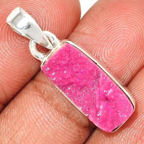 Genuine COBALT DRUZY Pendant 925 Sterling Silver, Total Length : 32 mm, AP6963