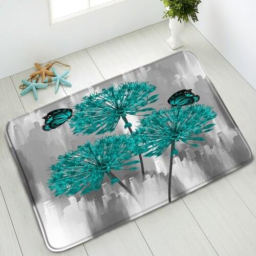 Anti-Slip Bath Mat Retro Wood Plank Flower Butterfly Indoor Floor Mat Bedroom Kitchen Doormat Balcony Carpet Flannel Washable