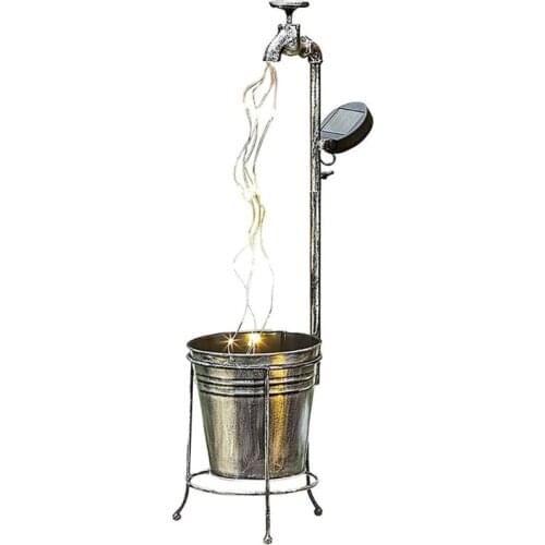 Drop Shipping Outdoor Garden Art Light Decoration Solar Powered Water Faucet Planter Watering Can Style Fairy LED Strands Lamp