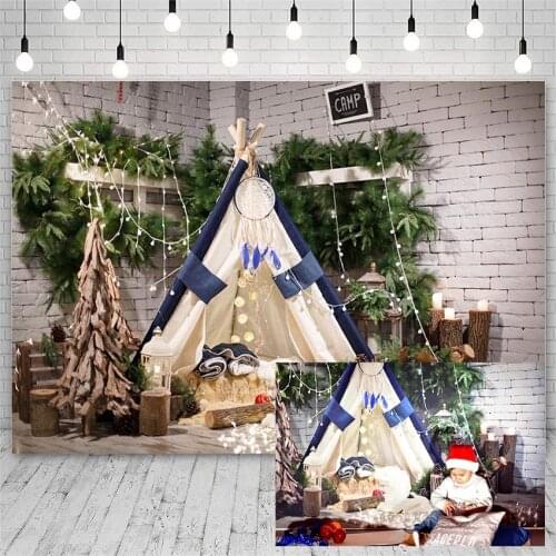 Avezano Christmas Backdrops Tree Winter Tent Light Pine Camp Decor Banner Portrait Photography Background Photo Studio Photozone